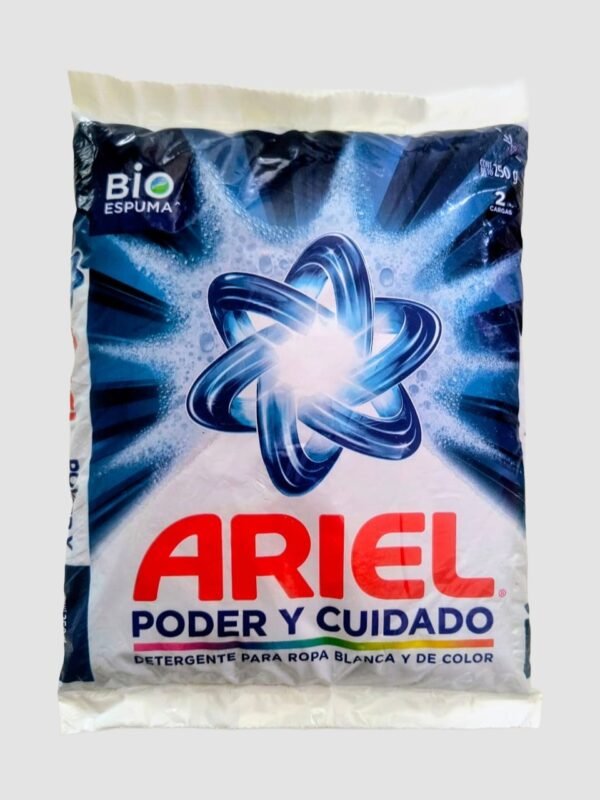 Detergente en Polvo Para Ropa Blanca Y DE Color Ariel Poder y Cuidado De 250g